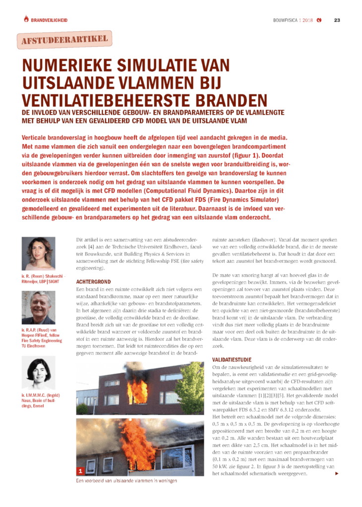  'Numerieke simulatie van uitslaande vlammen bij ventilatiebeheerste branden'